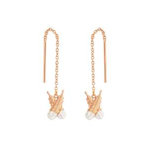 Jewellery: Huia Feather Thread Earrings - Rose Gold