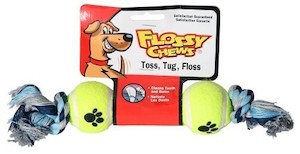 Dog Toys: Flossy Chew Dog Tug Toy with Two Balls Medium