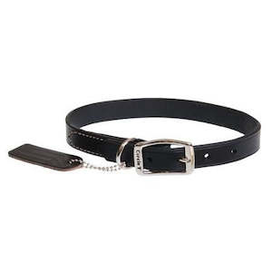 Collars Leads: Oak Tanned Black Leather Dog Collar 25mm