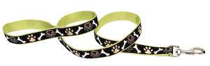Dog Leads: Pet Attire Dog Lead - Black RibbonLime Trim