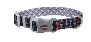 Dog Collars And Leads: Reversible Sublime Multi Ultra Cool Dog Collar - Metal Gray 20mm,25mm,37mm