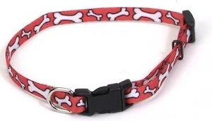 Petite Dogs Collar And Lead Range: Li'l Pals Red Bones Dog Collars