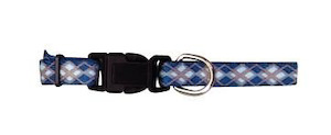 Petite Dogs Collar And Lead Range: Li'l Pals Dog Collars Blue Argyle