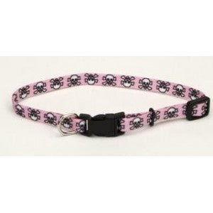 Petite Dogs Collar And Lead Range: Li'l Pals Pink Skull Dog Collar 20-30cm -Chiwhawha
