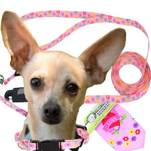 Petite Dogs Collar And Lead Range: Li'l Pals Pink Daisy Multi Dog Collars