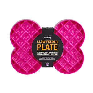 Dog Bowls And Accessories: Slodog - Slow Feeder Plate - Bone Pink