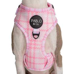 Pink Houndstooth: Adjustable Harness- XS