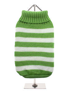 Green and White Candy Stripe Sweater- XL