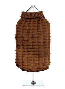Apparel: Chocolate Brown Waffle Textured Knitted Sweater- Large
