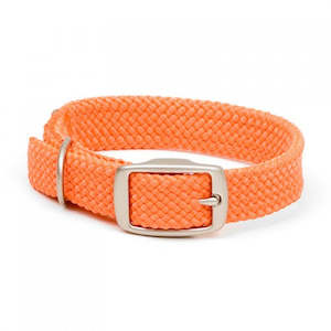 Mendota Double-Braid Collar - Orange with Brushed Nickel Hardware