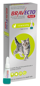 Products: Bravecto Plus Small Cat (1.2kg-2.8kg) Jen's Pet Supplies
