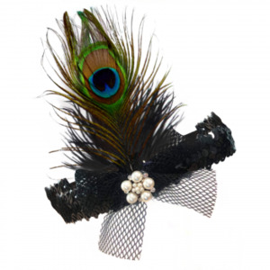 Products: Headband Peacock Feather with Mesh Bow