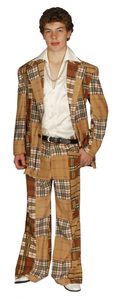 70s Cream Brown Check Suit