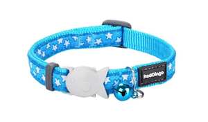 Products: Red Dingo Cat Collar White Stars on Turquoise - Petworkz