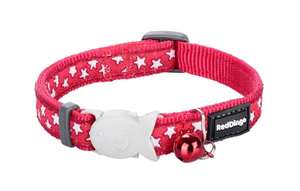 Red Dingo Cat Collar White Stars on Red - Petworkz