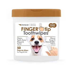 Products: Petkin Fingertip Tooth Wipes Peanut Butter Pack 50 - Petworkz