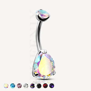 Banana Bars: Titanium Pear CZ Belly Button Piercing Ring