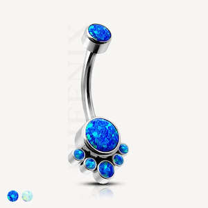 Banana Bars: Titanium Opal Cluster Belly Button Piercing Ring