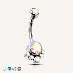 Banana Bars: Titanium CZ Cluster Belly Button Piercing Ring
