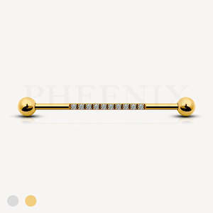Titanium Pave CZ Industrial Piercing Barbell