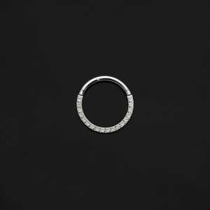 ASTM F136 Implant Grade Titanium Paved Clear Opal Hinged Ring Clicker