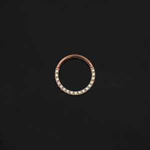 ASTM F136 Implant Grade Titanium Rose Gold Paved AB Hinged Ring Clicker