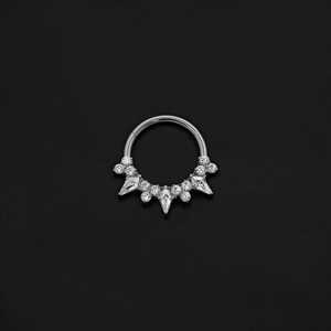 ASTM F136 Implant Grade Titanium 3 Coffin Paved CZ Hinged Ring Clicker