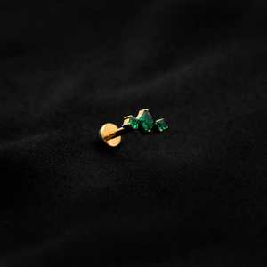 ASTM F136 Implant Grade Titanium Gold 3 Squre EM Flatback Labret Stud