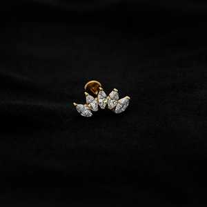 ASTM F136 Implant Grade Titanium Gold 5 Marquise CZ Flatback Labret Stud