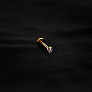 ASTM F136 Implant Grade Titanium Gold Bezel CZ Flatback Labret Stud