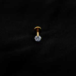 ASTM F136 Implant Grade Titanium Gold Claw CZ Flatback Labret Stud