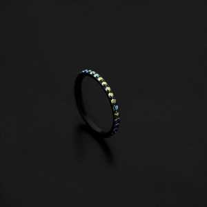 Lip Labret: ASTM F136 Implant Grade Titanium Black Outward Paved AB Hinged Ring Clicker