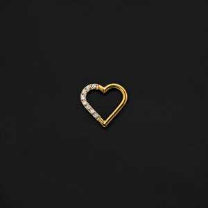 ASTM F136 Implant Grade Titanium Gold Heart CZ Hinged Ring Clicker