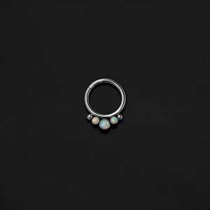 ASTM F136 Implant Grade Titanium 3 Bez White Opal Ball Hinged Ring Clicker