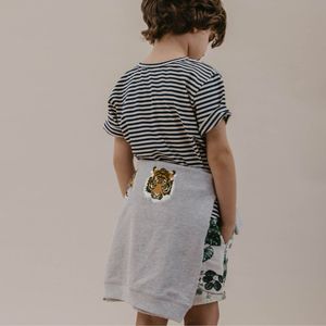 Terry Pullover - Grey Marle with Tigers