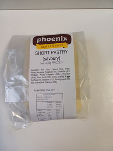 Pastry: Short Pastry 400gr FROZEN