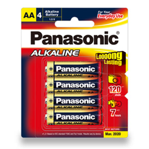 Batteries: Panasonic AA Alkaline Battery 4 Pack