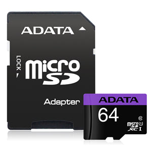Memory Cards And Usb Memory Cards: ADATA Premier microSDXC UHS-I Card with Adapter 64GB