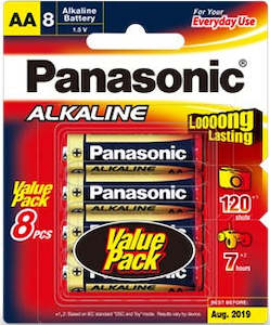 Batteries: Panasonic AA Alkaline Battery 8 Pack