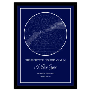 Custom Framed Maps: Star Map - Classic - Blue