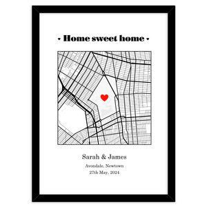 Custom Framed Maps: Street Map - Home Sweet Home