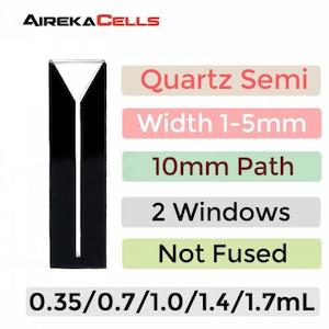 Glassware Plasticware Laboratory Tubing: Aireka 0.35-1.7mL, Black, QG10124-2, Cuvette, 2 windows, Teflon lid - 2 pack