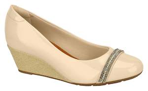Beira Rio 7324.104-1213 Women Fashion Wedge Round Toe Shoe Comfort Business in Beige Natural