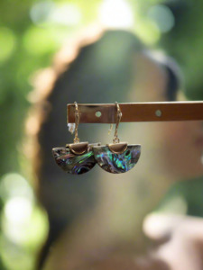 Earrings: 14k gold plated paua earrings