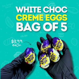 Seconds: Cadbury White Choc Creme Eggs (Bag of 5) - Damaged