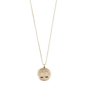 Zodiac: Libra Zodiac Sign Necklace - Gold Plated - Crystal