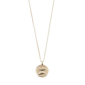 Zodiac: Pisces Zodiac Sign Necklace - Gold Plated - Crystal