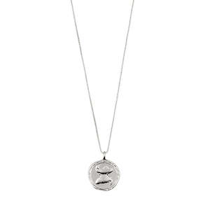 Pisces Zodiac Sign Necklace - Silver Plated - Crystal