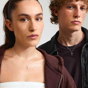 Daisy Recycled Cross Pendant Necklace - Silver Plated