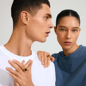 Rings 1: Between Recycled Brown Ring - Gold Plated